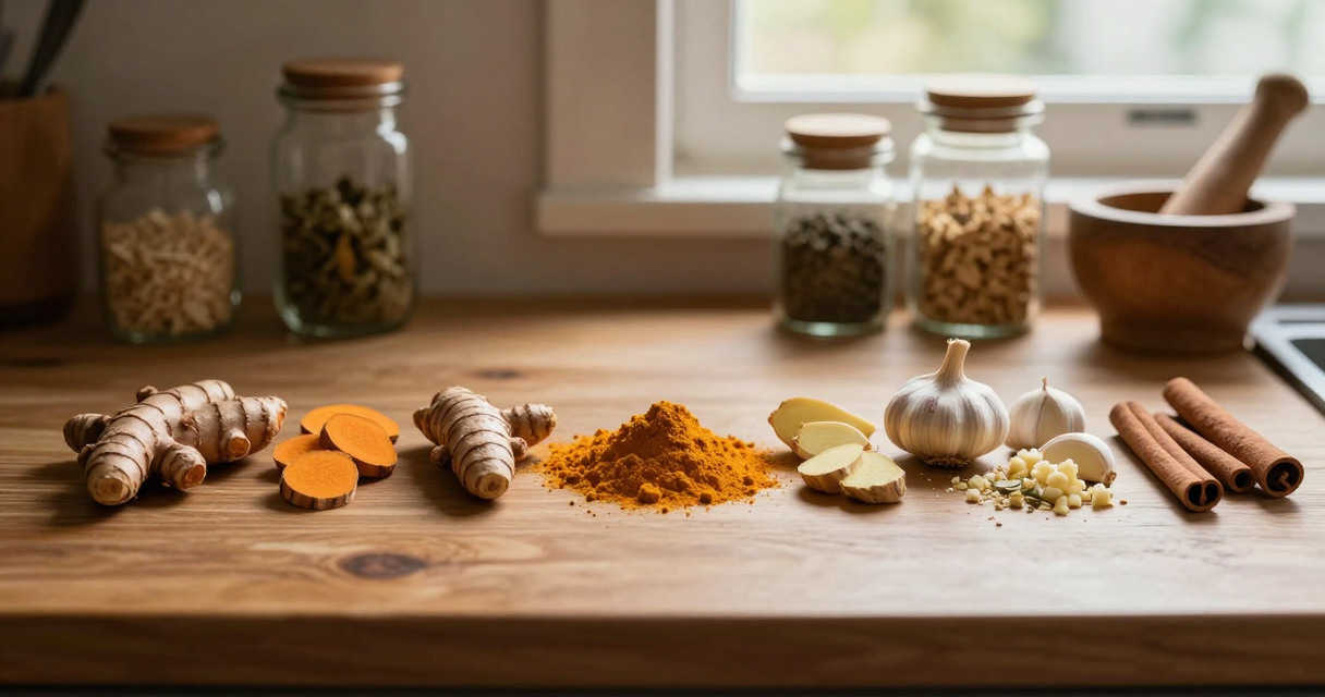 Alimentos anti-inflamatórios — Ervas e especiarias: sabor e saúde Alimentos anti-inflamatórios — Ervas e especiarias: sabor e saúde